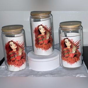 Karol G Clear Glass Cup With Straw